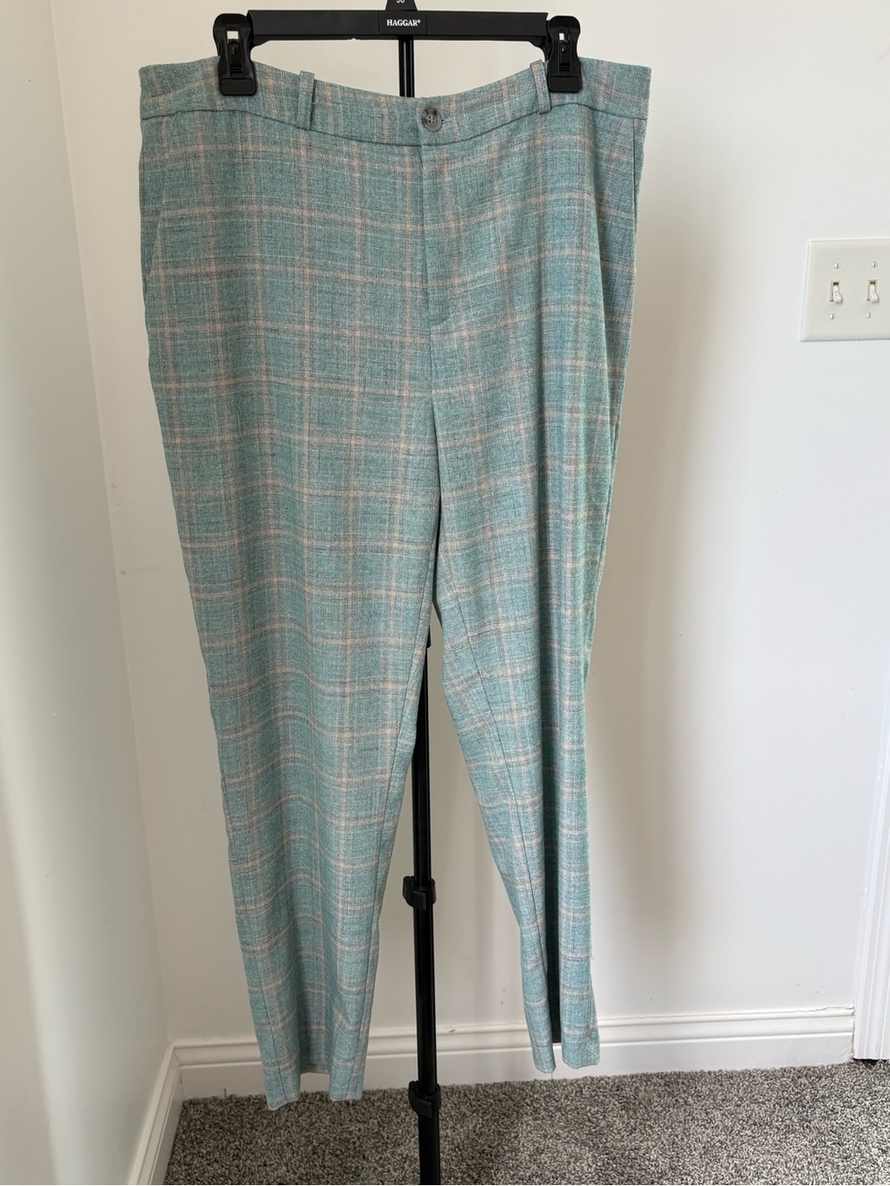 Susielady Vintage Best Mint Plaid Double-Breasted Pantsuit and Jacket - Picture 4 of 14